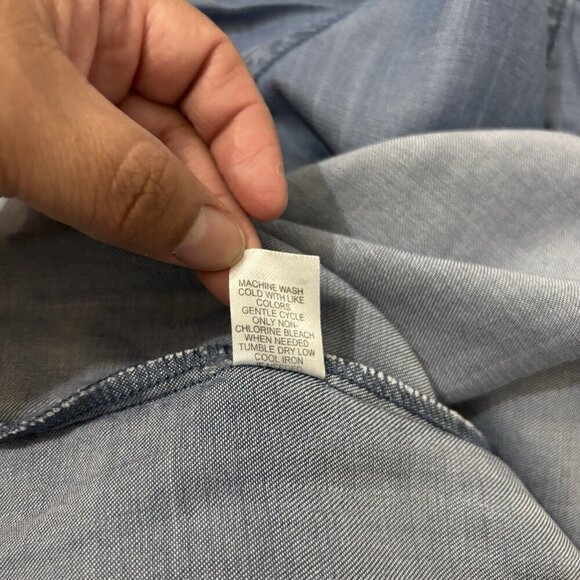 C&C California Chambre Denim Shirt Women Small Roll Up Sleeve Button Up - Picture 8 of 10